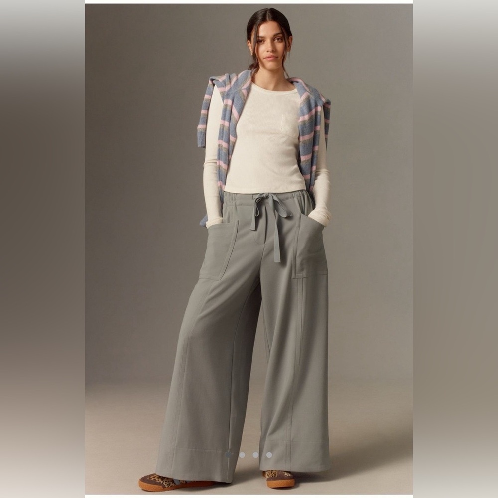 Anthropologie Light Gray Wide-Leg Pants